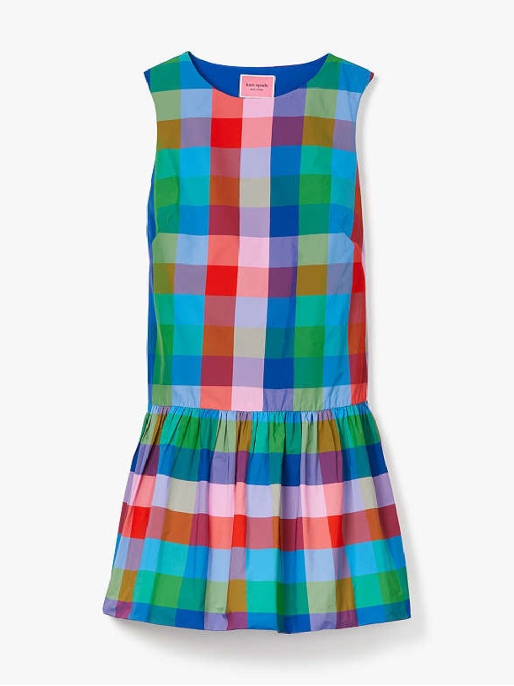 ♠️NWT♠️ kate spade Madras Taffeta Shift Mini Dress, Multicolor Fit-and-Flare - Picture 2 of 10